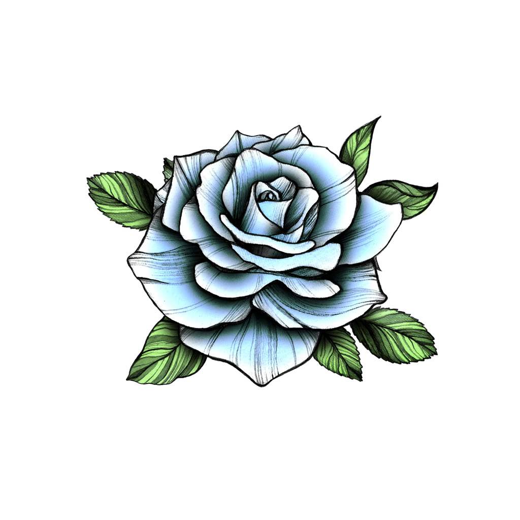 Vintage Blue Rose Temporary Tattoo – TattooIcon